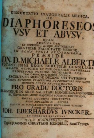 Diss. inaug. med. de diaphoreseos usu et abusu