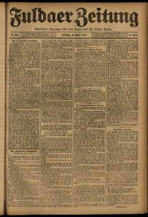 Erste Ausgabe vom Freitag, den 08. April 1921.