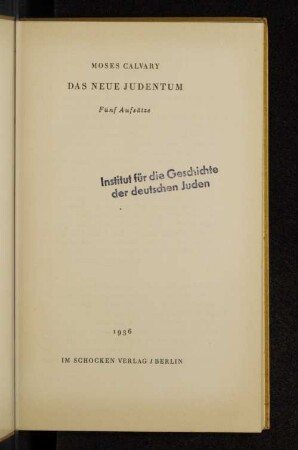 Das neue Judentum : fünf Aufsätze