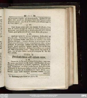 Thes. II. Probabilitas est etiam una.