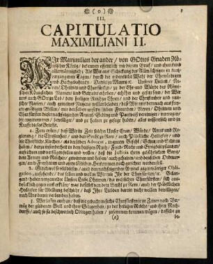 1-4, III. Capitulatio Maximiliani II.