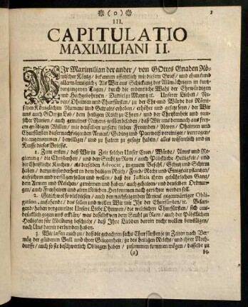 1-4, III. Capitulatio Maximiliani II.