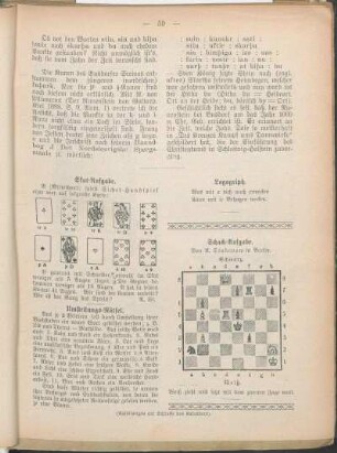 Skat-Aufgabe. Umstellungs-Rätsel. Logogriph. Schach-Aufgabe.