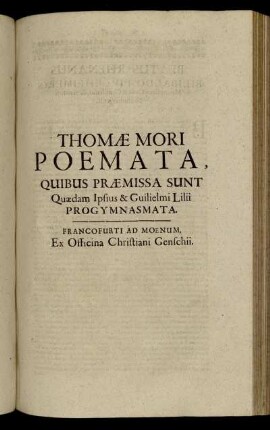 Poemata, Quibus Praemissa Sunt.