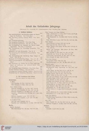 Inhalt des fünfzehnten Jahrgangs