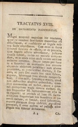 3-262, Tractatus XVIII. De Sacramento Poenitentiae.