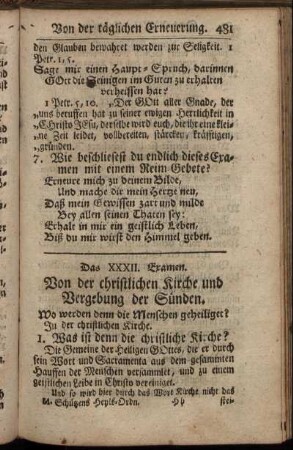 Das XXXII. Examen. Von der christlichen Kirche und Vergebung der Sünden