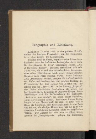 Biographie und Einleitung.