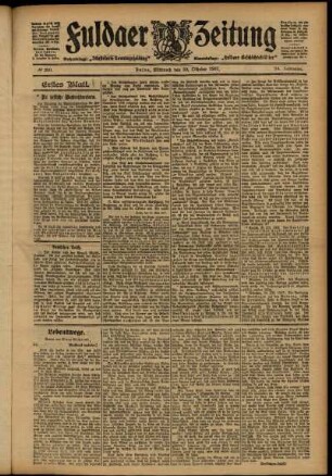 Erste Ausgabe vom Mittwoch, den 30. Oktober 1907.