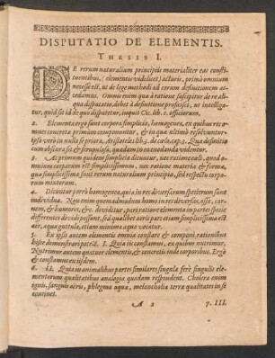 Disputatio De Elementis.