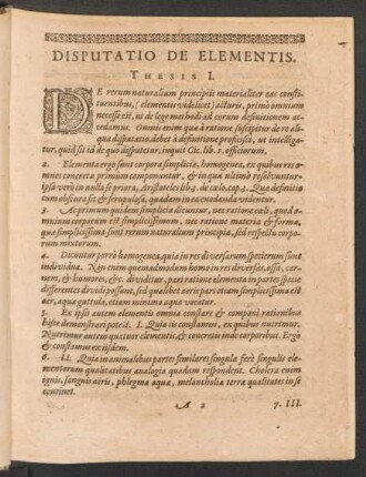 Disputatio De Elementis.