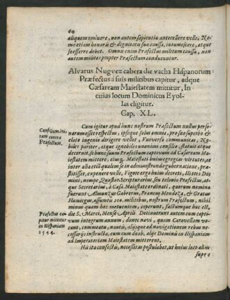 Alvarus Nugvez cabera die vacha Hispanorum Praefectus a suis militibus capitur ... Cap. XL.