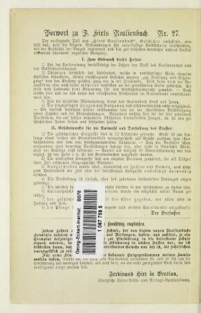 Vorwort zu F. Hirts Realienbuch. Nr. 27