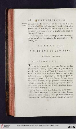 (Lettre CLI - CLX)