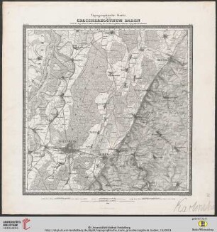 Blatt 16: Topographische Karte über das Grossherzogthum Baden: nach der allgemeinen Landesvermessung des Großherzoglichen militairisch topographischen Bureaus: Karlsruhe