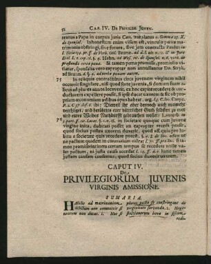 Caput IV. De Privilegiorum Iuvenis Virginis Amissione.