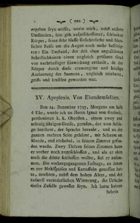 XV. Apoplexia. Von Ebendemselben.