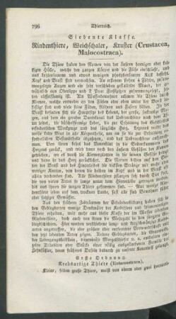 Siebente Klasse. Rindenthiere, Weichschaler, Kruster (Crustacea, Malocostraca).