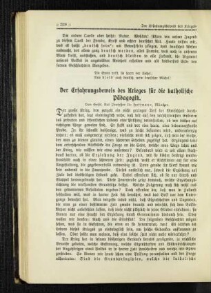 ¬Der¬ Erfahrungsbeweis des Krieges für die katholische Pädagogik