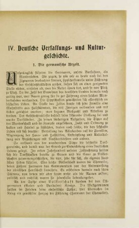 IV. Deutsche Verfassungs- und Kulturgeschichte