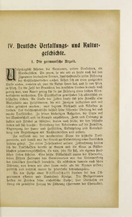 IV. Deutsche Verfassungs- und Kulturgeschichte