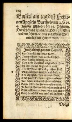 Epistel am tag deß Heyligen Apostels Bartholomei ...