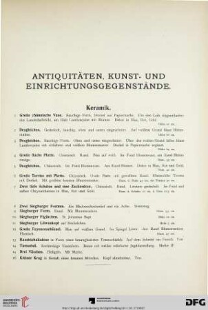 Antiquitäten, Kunst- und Einrichtungsgegenstände (Nr. 1-300)
