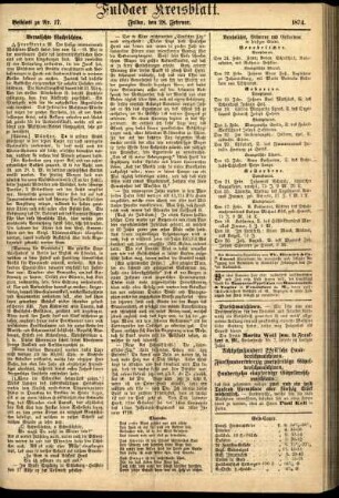 Zweite Ausgabe vom Samstag, den 28. Februar 1874.
