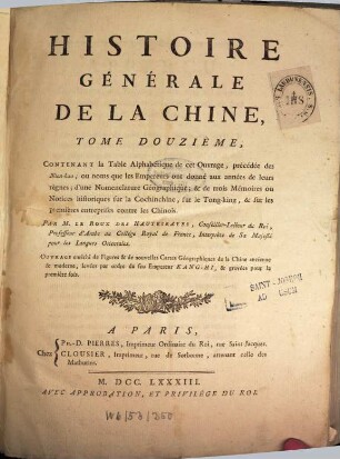 Histoire générale de la Chine, ou annales de cet empire. 12