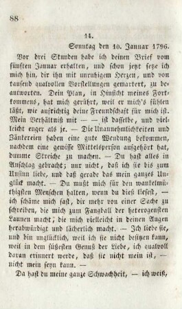 14. Sonntag den 10. Januar 1796. ... Montag Morgens ...