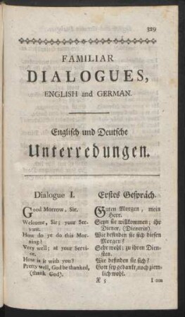 Familiar Dialogues, English and German. Englisch und Deutsche Unterredungen