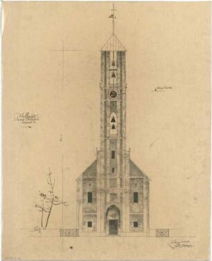 Gsaenger, Gustav; München, Gabelsbergerstr.; St. Markus, Umbau und Neugestaltung - Umbau Südfassade (Ansicht)