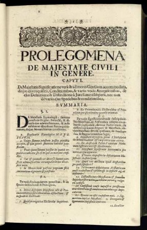 Prolegomena De Majestate Civili In Genere.