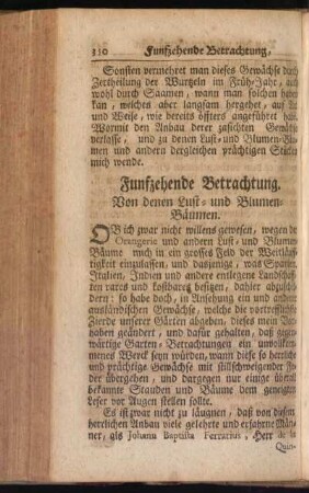 Funfzehende Betrachtung. Von denen Lust- und Blumen-Bäumen