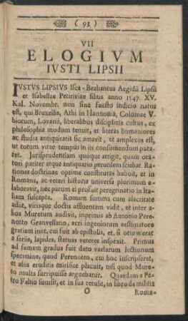 Vii. Elogium Iusti Lipsii
