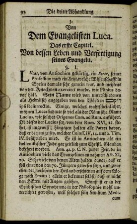 3. Von Dem Evangelisten Luca.