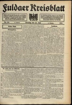 Erste Ausgabe vom Dienstag, den 20. Juni 1911.