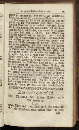 Das fünfte Hauptstück. Die Theilung der ganzen Zahlen gleicher Gattung.