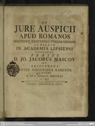 De Iure Auspicii Apud Romanos