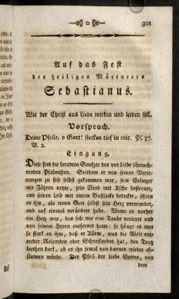 301-318, Auf das Fest des heiligen Märtyrers Sebastianus