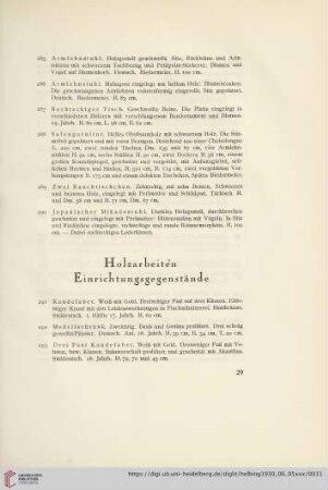Holzarbeiten, Einrichtungsgegenstände (Nr. 291-317)