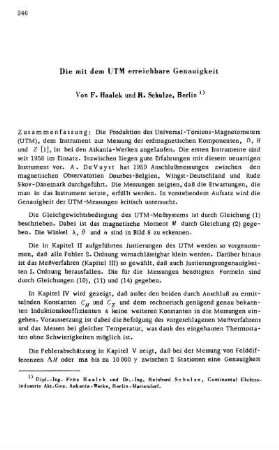 Die mit dem UTM erreichbare Genauigkeit