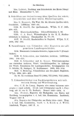 5. Schriften zur Orientierung über Quellen der württ. Geschichte und über württ. Historiographie