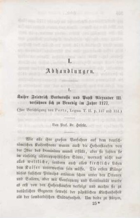 365-383 Kaiser Friedrich Barbarossa und Papst Alexander III. versöhnen sich zu Venedig im Jahre 1177