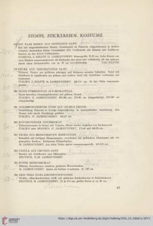 Stoffe, Stickereien, Kostüme (Nr. 278-334)