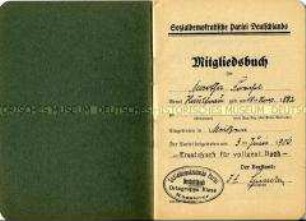 Mitgliedsausweis der Sozialdemokratischen Partei Deutschlands (SPD)
