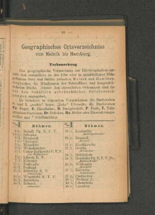Geographisches Ortsverzeichniss von Melnik bis Hamburg.