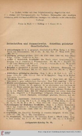 Zeitschriften und Sammelwerke. Schriften gelehrter Gesellschaften (Nr. 1 - 50)