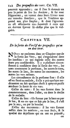 Chapitre VII. De la sortie des Vers & des prognostics qu'on en doit tirer