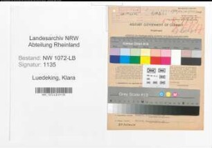 Entnazifizierung Klara Luedeking , geb. 18.04.1897 (Postbeamtin)